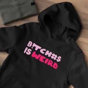 Weird Pink and Black Pullover Hoodie